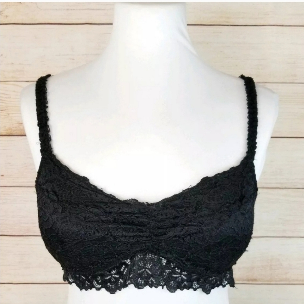 Laura Ashley M Black Lace Bralette Padded Bra